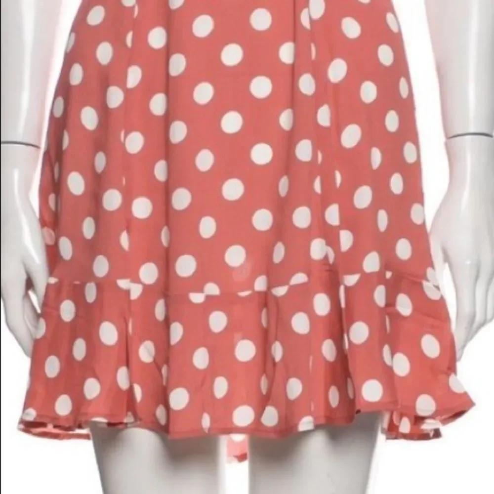 Reformation Coral Polka Dot Flounce Dress - Size 2_4